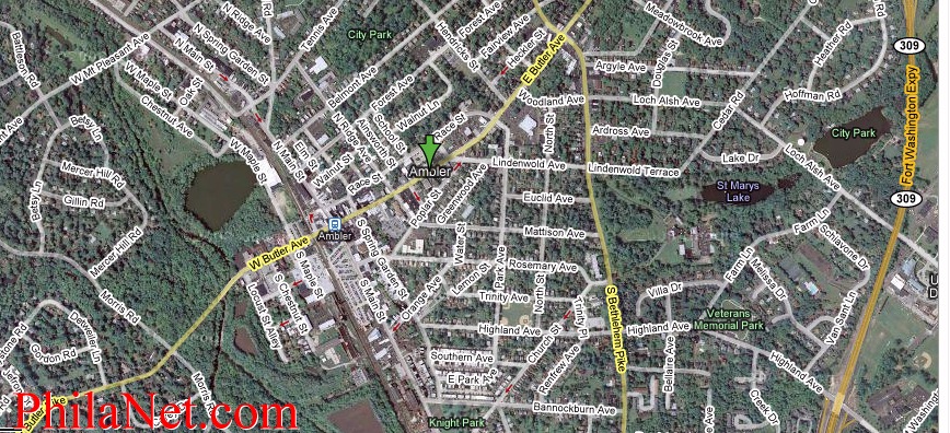 Satellite Map of Ambler, PA